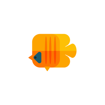 Yellow Angel Fish Primitive Style Childish Sticker. Marine Animal Minimalistic Vector Illustration Isolated On White Background.のイラスト素材
