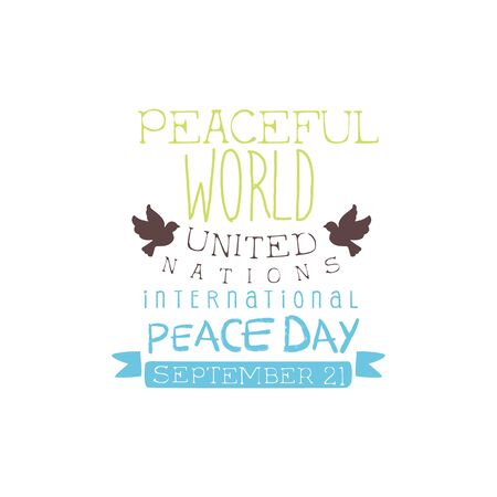 International Peace Day Label Designs In Pastel Colors. Vector Templates With Text On White Background.のイラスト素材