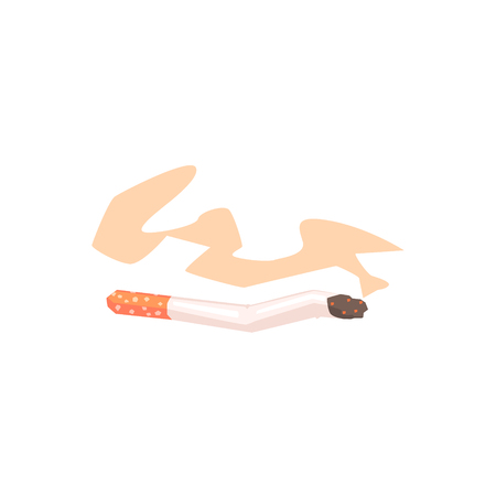Smoking Cigarette Item Cool Colorful Vector Illustration In Stylized Geometric Cartoon Designのイラスト素材