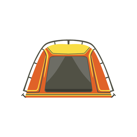 Small Orange Bright Color Tarpaulin Tent. Simple Childish Vector Illustration Isolated On White Backgroundのイラスト素材
