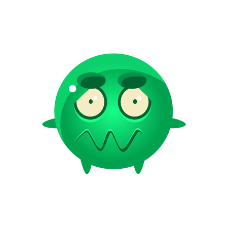 Confused Round Character Emoji. Cute Emoticon In Cartoon Childish Style Isolated On White Background.のイラスト素材