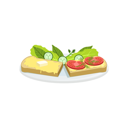 Bruschetta European Cuisine Food Menu Item Detailed Illustration. Cafe Dish In Realistic Design Vector Drawing.のイラスト素材