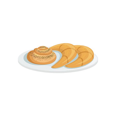 French Pastry European Cuisine Food Menu Item Detailed Illustration. Cafe Dish In Realistic Design Vector Drawing.のイラスト素材