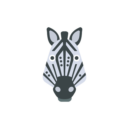 Zebra African Animals Stylized Geometric Head. Flat Colorful Vector Creative Design Icon Isolated On White Backgroundのイラスト素材