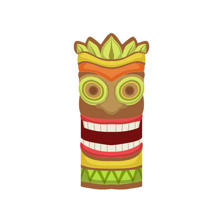 Smiling Totem Hawaiian Vacation Classic Symbol. Isolated Flat Vector Icon With Traditional Hawaiian Representation On White Bacground.のイラスト素材