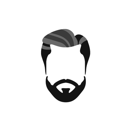 Hipster Male Hair and Facial Hair Style With Beard And Chevron Moustache.Hair, Beard And Moustache Style Design Templateのイラスト素材