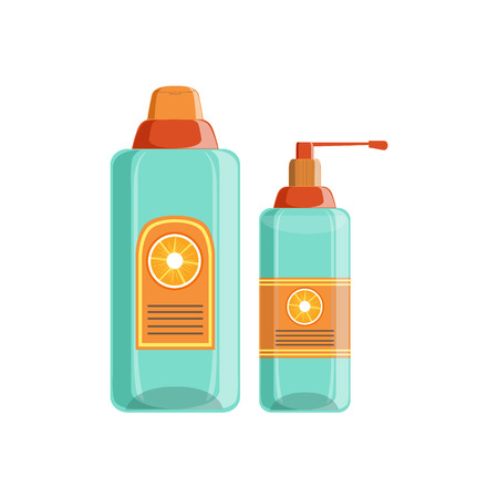 Set Of Specialized Dermatological Skincare Cosmetics Line For Skin Problems Treatment With Sunscreen And Cream. Skin Concerns And Their Cosmetologically Solutions Illustration From Bad Skin Collection.のイラスト素材