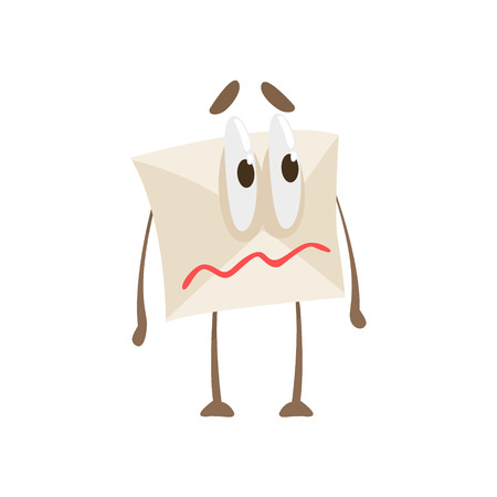 Quivering Lips Humanized Letter Paper Envelop Cartoon Character Emoji Illustrationのイラスト素材