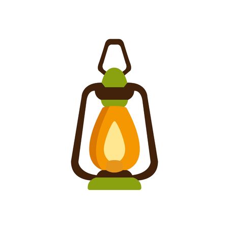 Vintage Camp LAntern, Camping And Hiking Outdoor Tourism Related Item Isolated Vector Illustration. Part Of Forest Touristic Adventures Objects Collection In Cute Flat Design.のイラスト素材