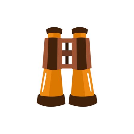Pair Of Bicnoculars, Camping And Hiking Outdoor Tourism Related Item Isolated Vector Illustration. Part Of Forest Touristic Adventures Objects Collection In Cute Flat Design.のイラスト素材