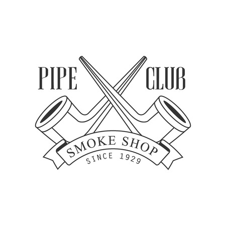 Crossed Pipes Premium Quality Smoking Club Monochrome Stamp For A Place To Smoke Design Template.のイラスト素材