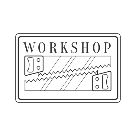 Handsaws In Square Frame Premium Quality Wood Workshop Monochrome Retro Stamp Design Template.のイラスト素材