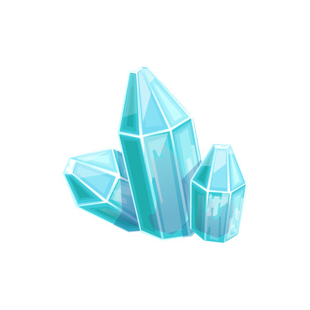 Small Blue Crystal Gem, Hidden Treasure And Riches For Reward In Flash Came Design Variation. Cartoon Cute Vector Illustration With Isolated Treasury Object For Bonus Element In Video Games.のイラスト素材