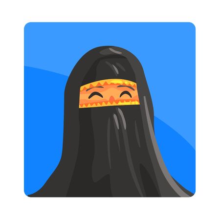 Woman In Niquab Famous Touristic Attraction Of United Arab Emirates. Traditional Tourism Symbol Of Arabic Countryのイラスト素材