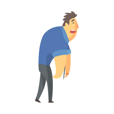 Businessman Top Manager In A Short Sleeve Shirt Sleepwalking, Office Job Situation Illustrationのイラスト素材