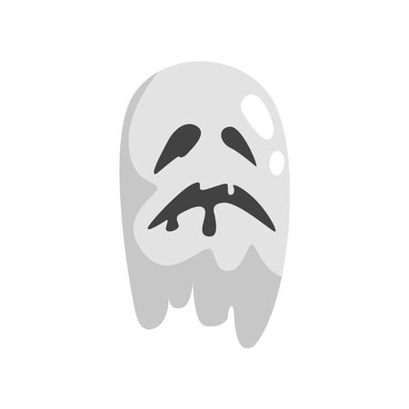 White Ghost In Childish Cartoon Manner Isolated On White Background.のイラスト素材