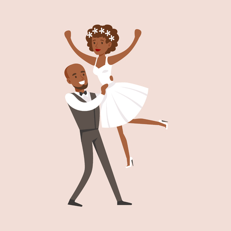 Newlyweds Dancing at The Wedding Partyのイラスト素材