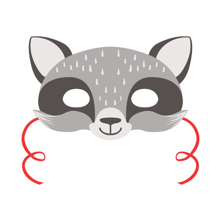 Raccoon Animal Head Mask, Kids Carnival Disguise Costume Elementのイラスト素材