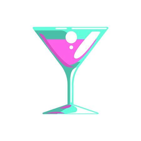 Fancy Cocktail Served In Martini Glass, Gambling And Casino Night Club Related Cartoon Illustrationの写真素材