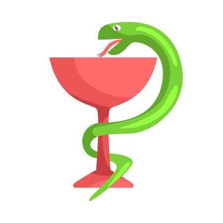 Hygiea Bowl International Pharmacy Symbol With Snake And Chaliceのイラスト素材