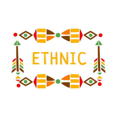 Ornamental Frame With Feathers And Beads, Native Indian Culture Inspired Boho Ethnic Style Printのイラスト素材