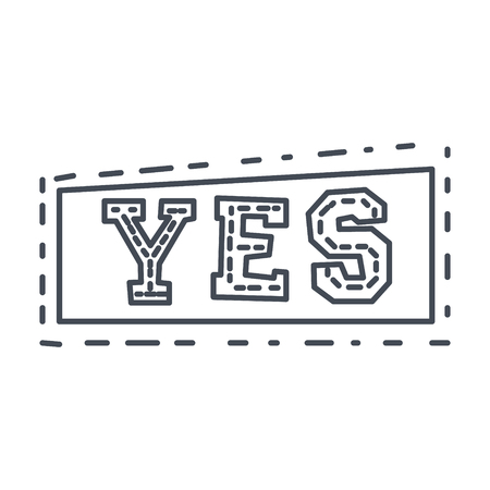 Word Yes In Square Frame, Hand Drawn Comic Speech Bubble Template, Isolated Black And White Hand Drawn Clipart Objectのイラスト素材