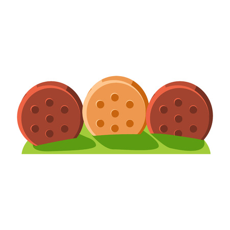 Fence Made Of Cookies, Fairy Tale Candy Land Fair Landscaping Element In Childish Colorful Design Isolated Objectのイラスト素材