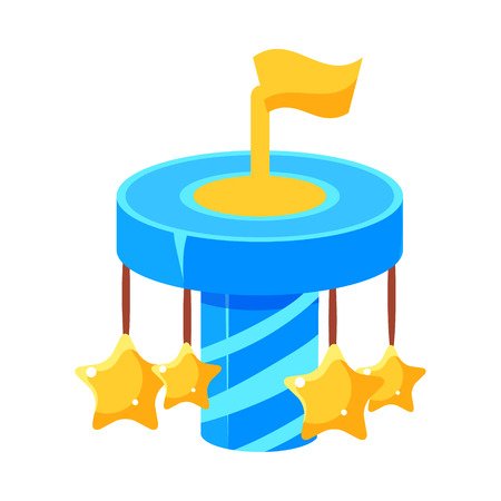 Blue Kids Carousel With Stars , Fairy Tale Candy Land Fair Landscaping Element In Childish Colorful Design Isolated Objectのイラスト素材