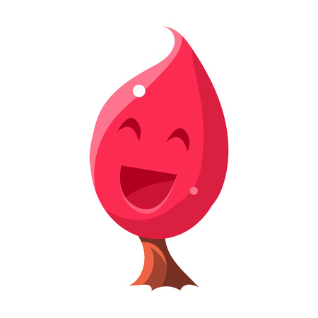 Pink Tree With Smiling Face, Fairy Tale Candy Land Fair Landscaping Element In Childish Colorful Design Isolated Objectのイラスト素材