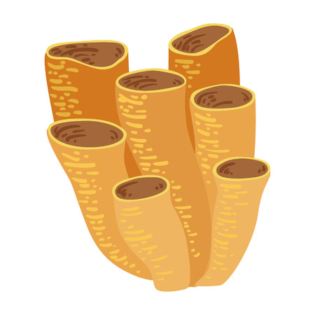 Brown Tube Coral, Tropical Reef Marine Invertebrate Animal Isolated Vector Iconのイラスト素材