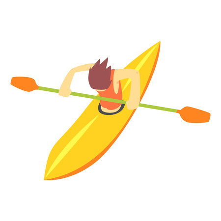 Guy On White Water Kayak, Part Of Teenagers Practicing Extreme Sports For Recreation Set Of Cartoon Charactersのイラスト素材