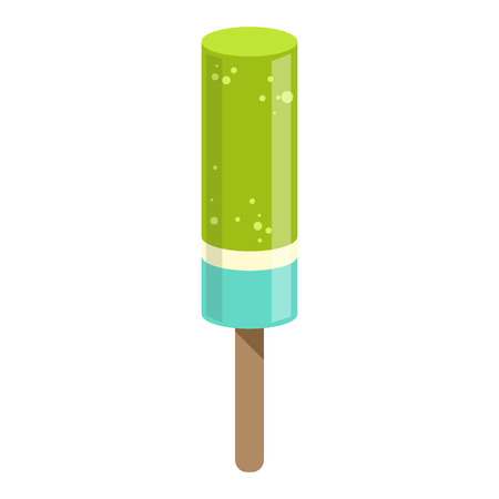 Green And Blue Ice-Cream Bar On A Stick, Colorful ice pop Isolated Cartoon Objectのイラスト素材