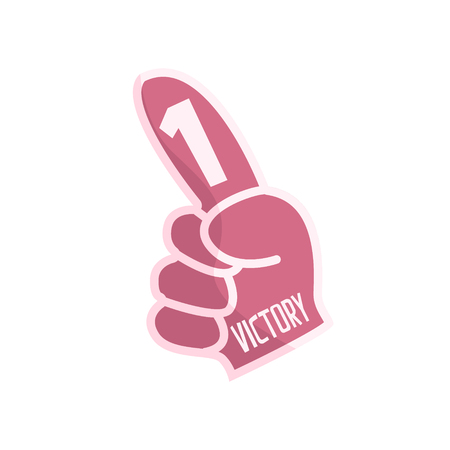 Purple Foam Hand With Index Finger, Fan Glove, Part Of American Football Related Isolated Objects Series Of Sportive Illustrations.のイラスト素材