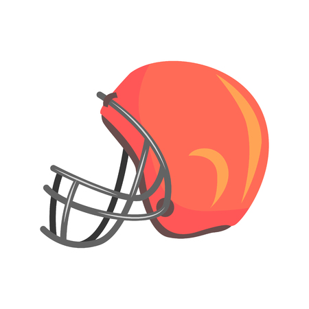 Protective Players Helmet With Face Mask, Part Of American Football Related Isolated Objects Series Of Sportive Illustrations.のイラスト素材