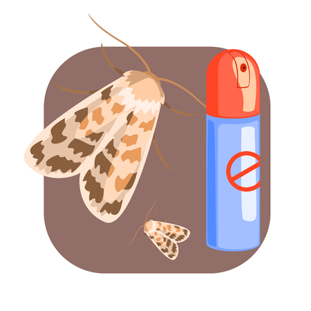 Can of moth insecticide. Colorful cartoon illustrationのイラスト素材