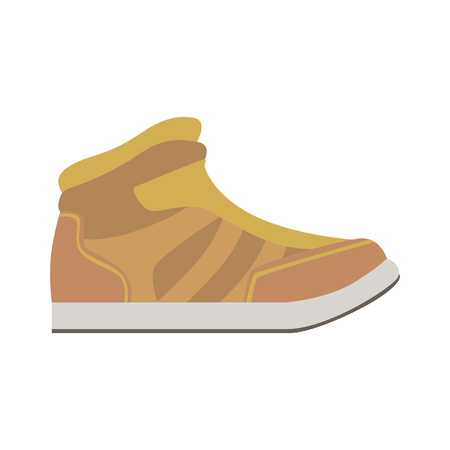 Leather Autumn Sneaker Shoe, Isolated Footwear Flat Icon, Shoes Store Assortment Itemのイラスト素材