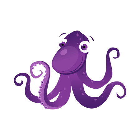 Purple octopus sea creature. Colorful cartoon characterの写真素材