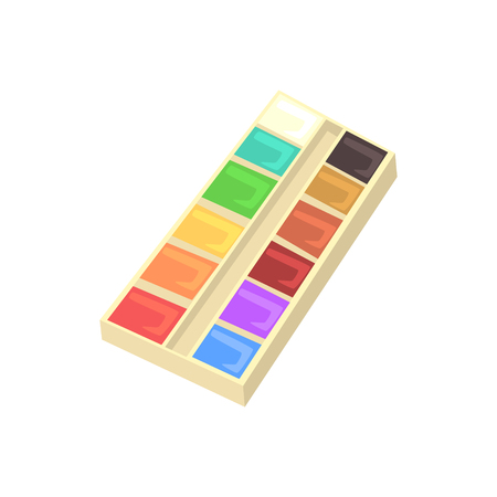 Watercolour paints palette. Artistic equipment colorful cartoon vector Illustrationのイラスト素材
