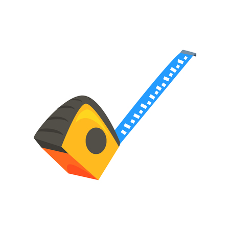 Yellow measuring roulette. Construction tool. Colorful cartoon vector Illustration isolated on a white backgroundのイラスト素材
