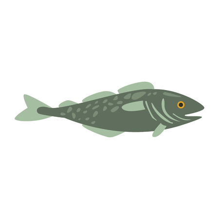Grey Mackerel Fish, Part Of Mediterranean Sea Marine Animals And Reef Life Illustrations Series. Aquarium Element Isolated Stylized Icon, Underwater Inhabitant Artistic Sticker.のイラスト素材