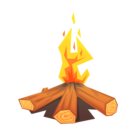 Burning bonfire, colorful vector illustration isolated on a white backgroundのイラスト素材