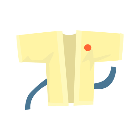 Kimono with a blue belt, martial arts clothing. Colorful cartoon vector Illustrationのイラスト素材