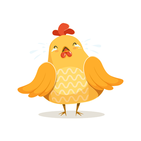 Cute cartoon chick bird crying colorful character vector Illustrationのイラスト素材