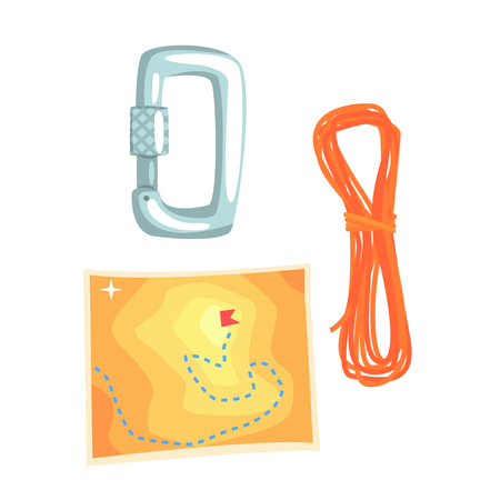 Map and climbing equipment vector Illustrationのイラスト素材