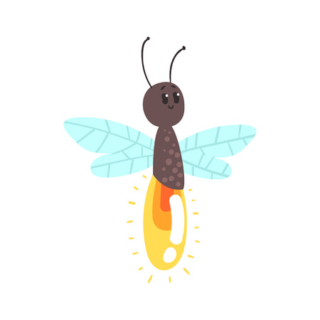 Cute cartoon firefly character vector Illustration isolated on a white backgroundのイラスト素材