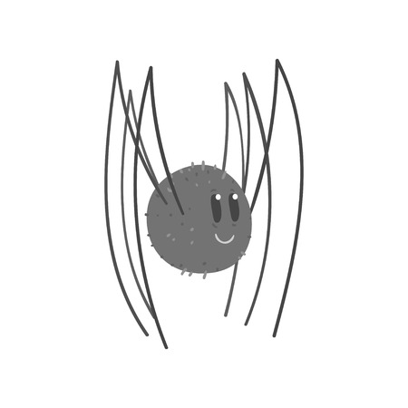 Cute cartoon black spider character vector Illustrationのイラスト素材