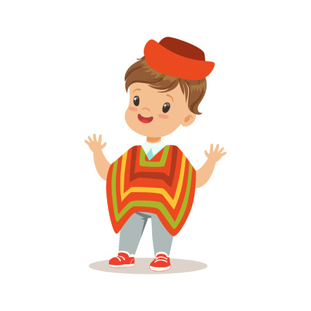 Boy wearing national costume of Peru colorful character vector Illustrationのイラスト素材