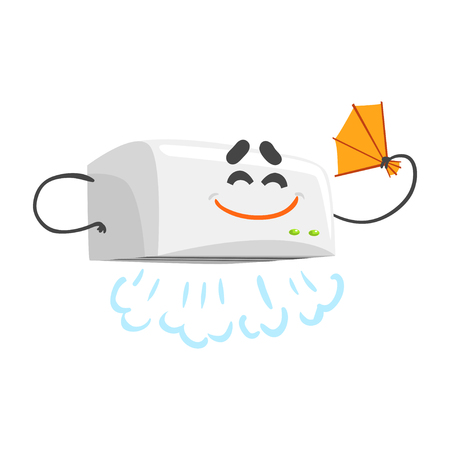 Funny automatic hand dryer character with smiling face, humanized home electrical equipment vectorのイラスト素材