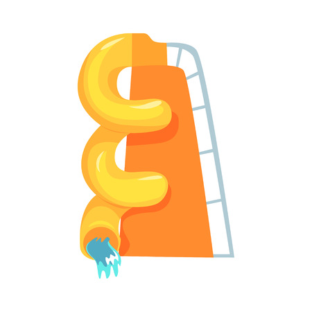 Yellow plastic slide, equipment for an aquapark cartoon vector Illustrationのイラスト素材