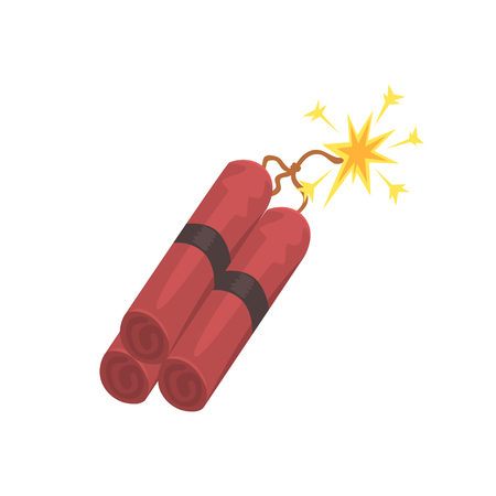 Dynamite bomb explosion with burning wick, mining industry concept cartoon vector Illustrationのイラスト素材